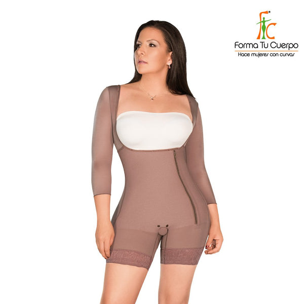 FAJA COLOMBIANA SHORT BODYSUITE ARMS CONTROL, BODYSHAPER & GIRDLE , MID THIGH SIDE ZIPPER GIRDLE WITH BUTT LIFTER(Ref. MPTAK) - fajas  colombianas Forma Tu Cuerpo