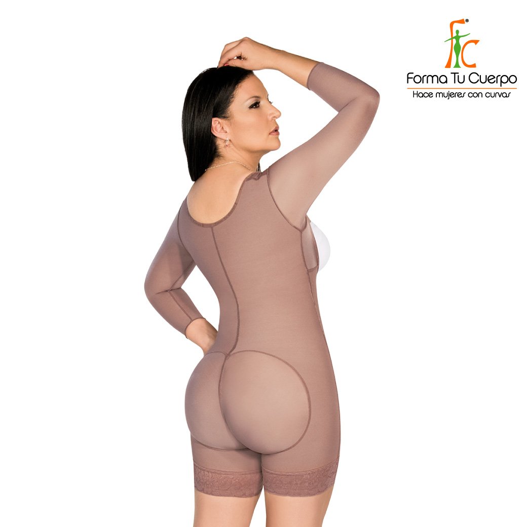 FAJA COLOMBIANA SHORT BODYSUITE ARMS CONTROL, BODYSHAPER & GIRDLE , MID THIGH SIDE ZIPPER GIRDLE WITH BUTT LIFTER(Ref. MPTAK) - fajas  colombianas Forma Tu Cuerpo