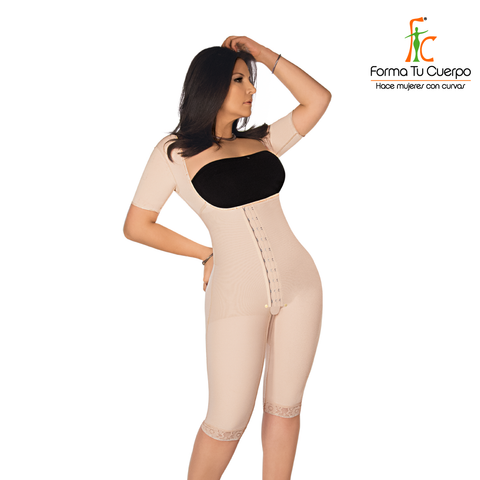 Faja Colombiana Knee Bodysuit, Abdomen Control & Butt Lifter. Waist Definition 3 Hooks fajas  colombianas Forma Tu Cuerpo